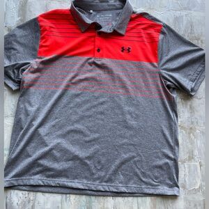 Under Armour Red and Gray Polo Shirt